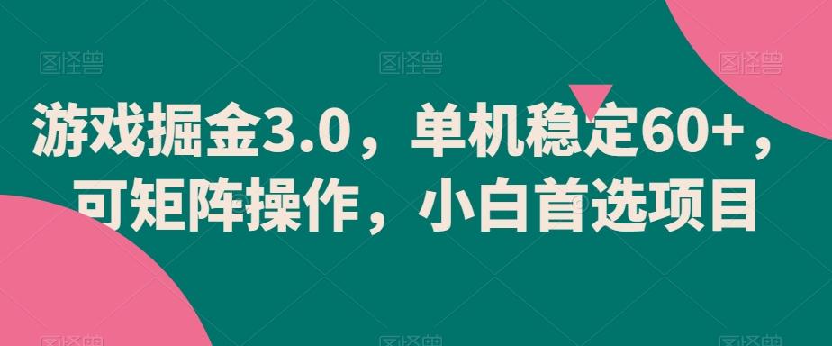 游戏掘金3.0，单机稳定60+，可矩阵操作，小白首选项目【揭秘】-知库