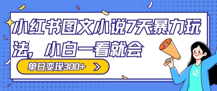 小红书图文小说7天暴力玩法，小白一看就会，单日变现300+-知库