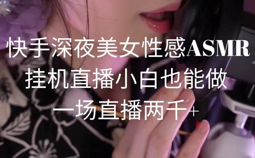 快手深夜美女性感ASMR挂机直播，小白也能做，一场直播两千+-知库