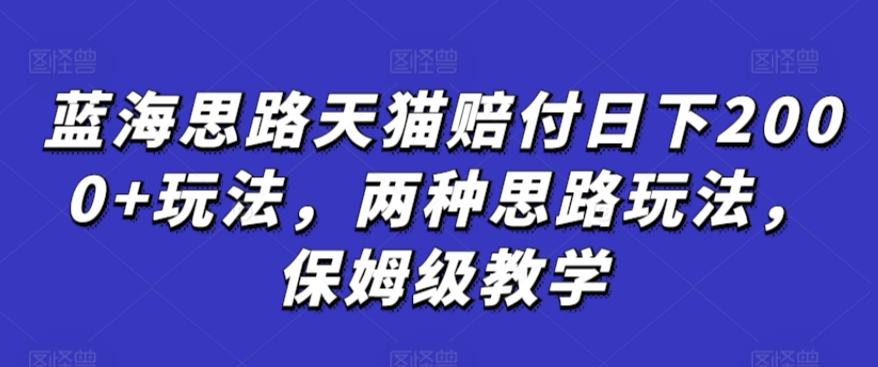 蓝海思路天猫赔付日下2000+玩法，两种思路玩法，保姆级教学【仅揭秘】-知库