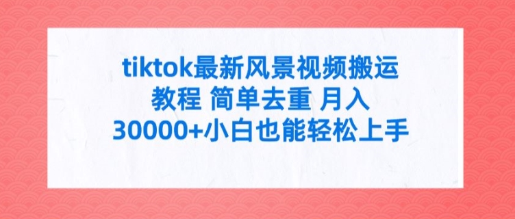 tiktok最新风景视频搬运教程 简单去重 月入3W+小白也能轻松上手【揭秘】-知库