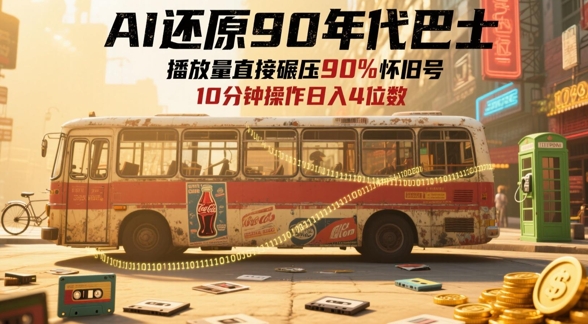 AI还原90年代巴士，一帧就让70后泪崩，播放量直接碾压90%怀旧号，每天操作十分钟，日入四位数-知库