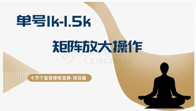 十万个富翁修炼宝典15.单号1k-1.5k，矩阵放大操作-知库