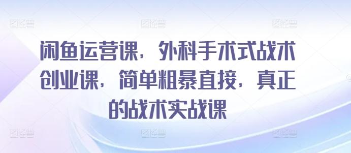 闲鱼运营课，外科手术式战术创业课，简单粗暴直接，真正的战术实战课-知库