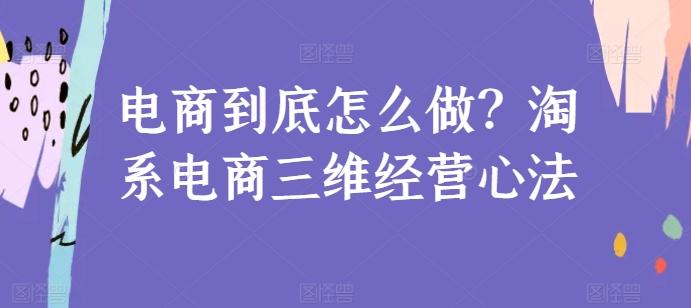 电商到底怎么做？淘系电商三维经营心法-知库