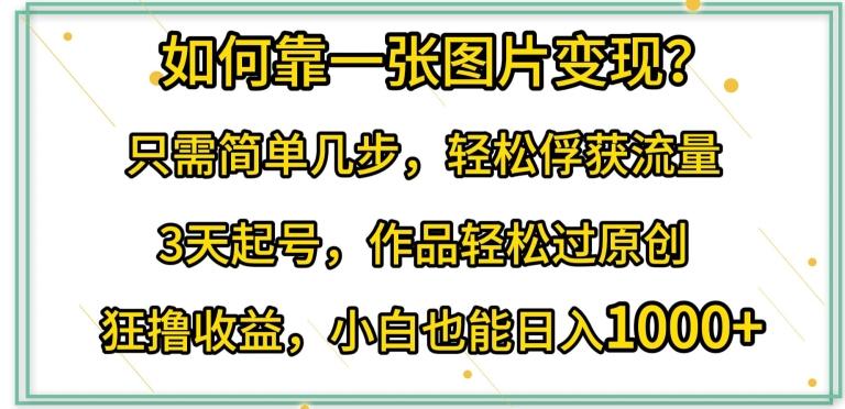 如何靠一张图片变现?只需简单几步，轻松俘获流量，3天起号，作品轻松过原创【揭秘】-知库