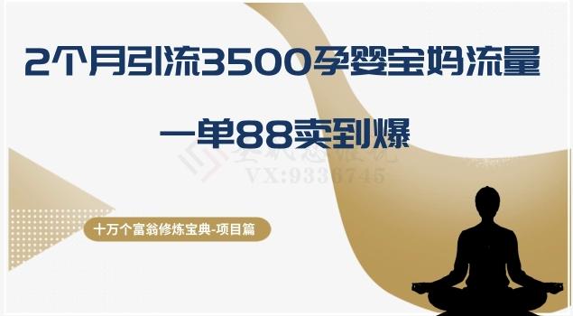 十万个富翁修炼宝典之13.2个月引流3500孕婴宝妈流量，一单88卖到爆-知库