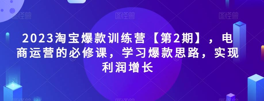 2023淘宝爆款训练营【第2期】，电商运营的必修课，学习爆款思路，实现利润增长-知库