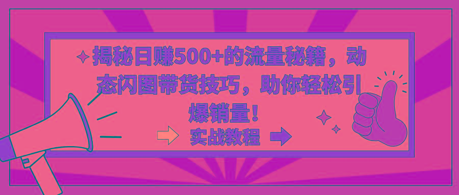 揭秘日赚500+的流量秘籍，动态闪图带货技巧，助你轻松引爆销量！-知库